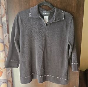 Sag Harbor Black Long Sleeve Top